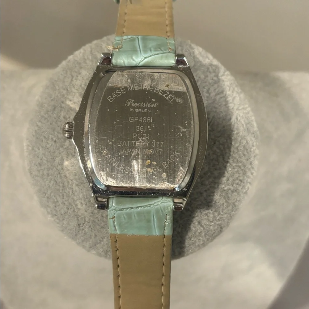 Precision by Gruen w/ Mint Green Leather-Strap Watch